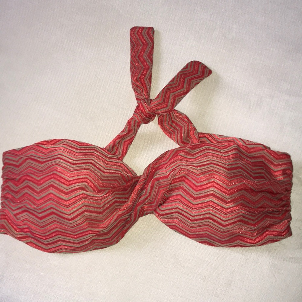 L*Space Red Bandeau Swim Top Small